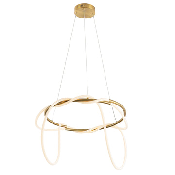 Lisette 25" Contemporary Minimalist 360 Adjustable Silicone Neon Rope Dimmable Integrated LED Chandelier - JONATHAN Y